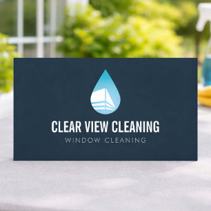 Fensterreinigungsservice Modernes Logo Dunkelblau Visitenkarte