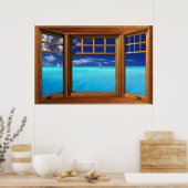 Fenstertäuschung aus Holz - Segelboote Poster (Küche)