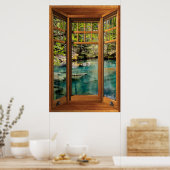 Fenstertäuschung in der Holzbrücke - Blaue Lagune Poster (Küche)