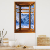 Fenstertäuschung in der Holzbucht - Winterschnee Poster (Küche)