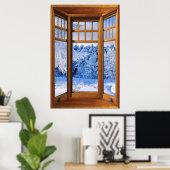 Fenstertäuschung in der Holzbucht - Winterschnee Poster (Heimbüro)