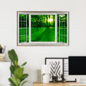 Fenstertäuschung über die weiße Bucht Poster (Heimbüro)