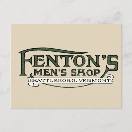 Fenton's Men Shop Brattleboro Postkarte (Vorderseite)