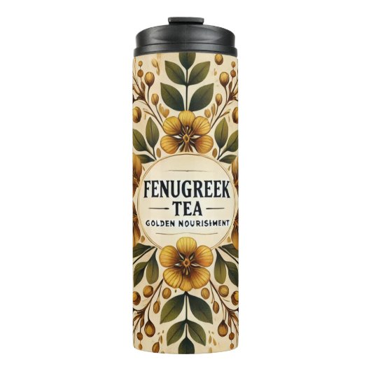 Fenugreek Teedesign AI Art Thermosbecher (Vorderseite)