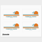 Fenwick Island Delaware Sun Palm Trees Rechteckiger Aufkleber (Blatt)