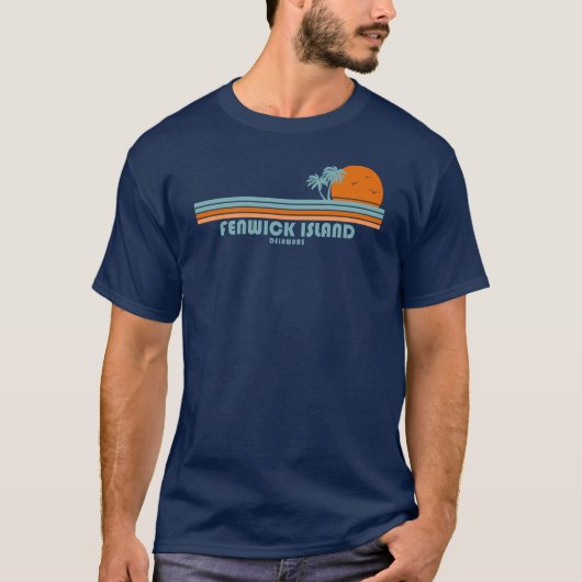 Fenwick Island Delaware Sun Palm Trees T-Shirt (Vorderseite)