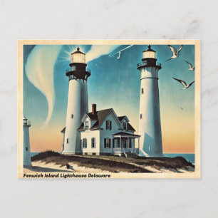 Fenwick Island Leuchtturm Delaware Vintage Reise Postkarte