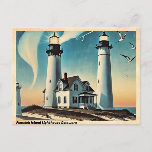 Fenwick Island Lighthouse Delaware Vintage Travel Postkarte (Vorderseite)