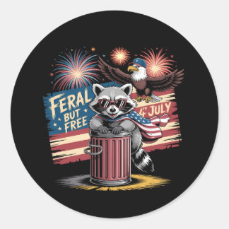 FERAL, ABER FREE RACOON 4. JULI USA RUNDER AUFKLEBER