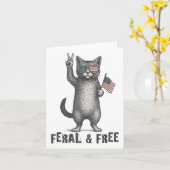 Feral & amp; Gratis Cat Funny 4. Juli Karte (Gelbe Blume)