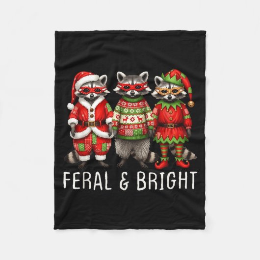 Feral And Bright Raccoon Santa Christmas Holiday T Fleecedecke (Vorderseite)