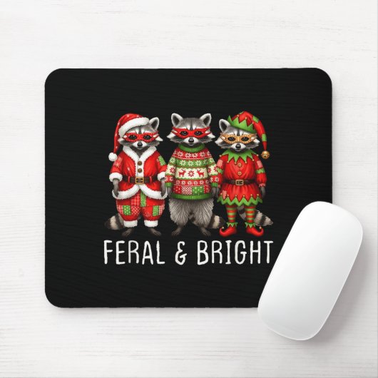 Feral And Bright Raccoon Santa Christmas Holiday T Mousepad (Mit Mouse)