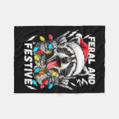 Feral And Festive Funny Christmas Rocker Raccoon S Fleecedecke (Vorderseite (Horizontal))