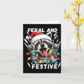 Feral And Festive Funny Christmas Rocker Raccoon S Karte (Gelbe Blume)