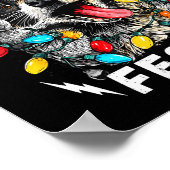 Feral And Festive Funny Christmas Rocker Raccoon S Poster (Ecke)