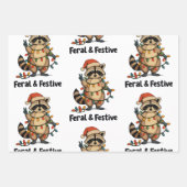 Feral And Festive Raccoon Christmas Xmas Lights Geschenkpapier Set (Vorderseite)