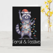 Feral And Festive Raccoon, Funny Christmas Karte (Gelbe Blume)