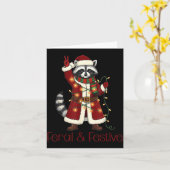 Feral And Festive Raccoon Funny Christmas Karte (Gelbe Blume)