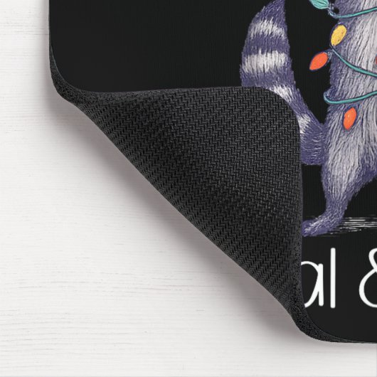 Feral And Festive Raccoon, Funny Christmas  Mousepad (Ecke)