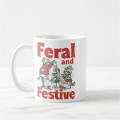Feral And Festive Raccoon Santa Christmas Holiday Kaffeetasse (Links)