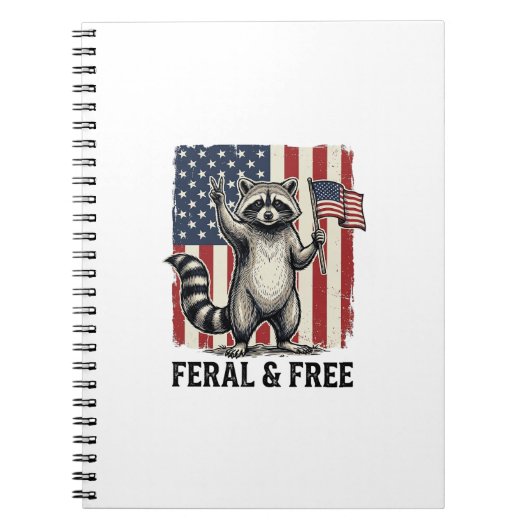 Feral and Free Patriotic Raccoon Vintage Shirt Des Notizblock (Vorderseite)