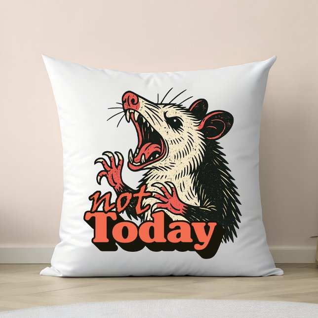 Feral Angry Possum noch nicht Typografie Kissen (Make a fierce statement with this feral possum design
)