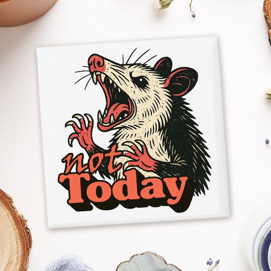 Feral Angry Possum noch nicht Typografie Magnet