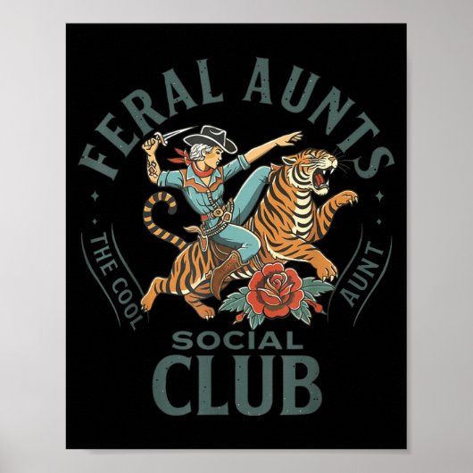 Feral Aunts Social Club Western Cowgirl Riding Tig Poster (Vorne)