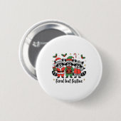 Feral But Festive Funny Christmas Cute Raccoon Elf Button (Vorne & Hinten)
