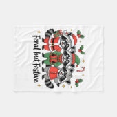 Feral But Festive Funny Christmas Cute Raccoon Elf Fleecedecke (Vorderseite (Horizontal))