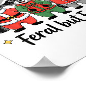 Feral But Festive Funny Christmas Cute Raccoon Elf Poster (Ecke)