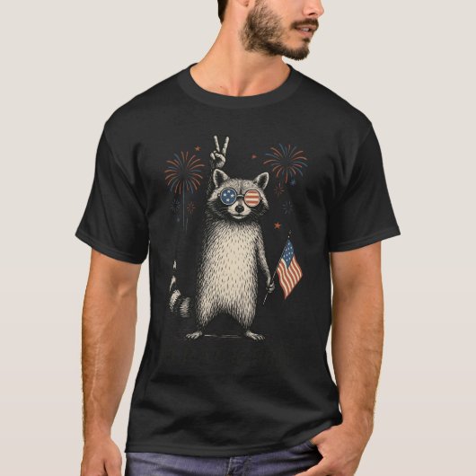Feral Free Raccoon retro T-Shirt (Vorderseite)