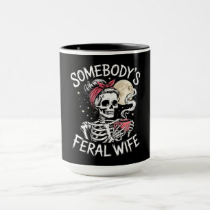 Feral Funny Coffee Liebhaber trinken Skull Joke Tasse