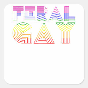 Feral Gay LGBT Gay Bi Pan Trans Pride Meme Rainbow Quadratischer Aufkleber