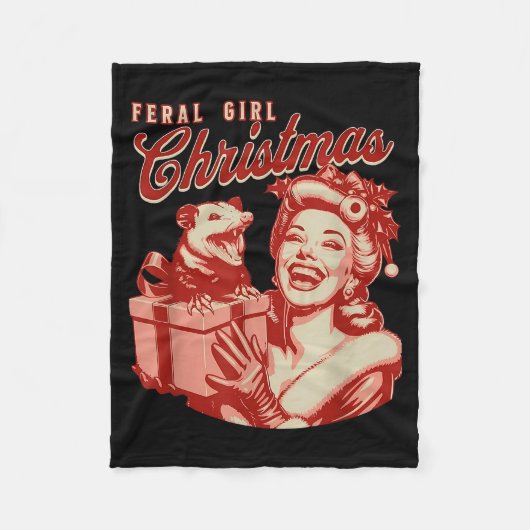 Feral Girl Christmas Funny Ossum Ssum Merry Xmas W Fleecedecke (Vorderseite)