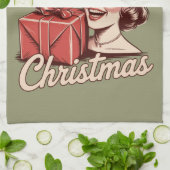 Feral Girl Christmas Opossum Xmas Trashy Retro Geschirrtuch (Gefaltet)