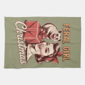 Feral Girl Christmas Opossum Xmas Trashy Retro Geschirrtuch (Horizontal)