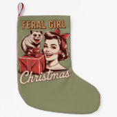 Feral Girl Christmas Opossum Xmas Trashy Retro Kleiner Weihnachtsstrumpf (Vorderseite)