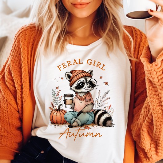 Feral Girl Herbst Vintag Raccoon T-Shirt