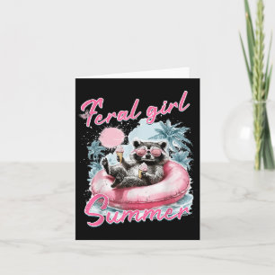 Feral Girl Sommer Funny Meme Ferrovia Sommer Karte