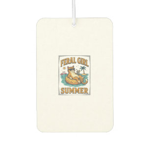 Feral Girl Sommer Katze Schwimmt Vintage-Shirt Des Autolufterfrischer