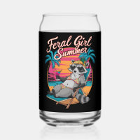 Feral Girl Summer Beach Funny Raccoon
