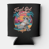 Feral Girl Summer Beach Funny Raccoon Dosenkühler (Vorderseite)