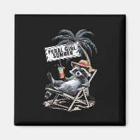 Feral Girl Summer Beach Funny Raccoon