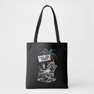 Feral Girl Summer Beach Funny Raccoon Tasche
