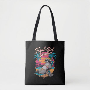 Feral Girl Summer Beach Funny Raccoon Tasche