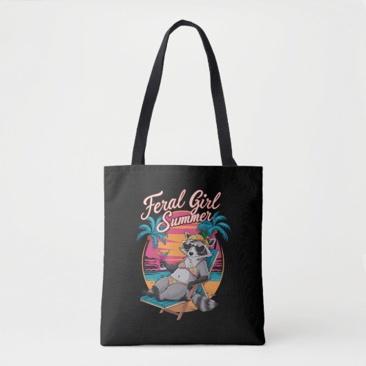 Feral Girl Summer Beach Funny Raccoon Tasche (Vorderseite)