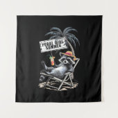 Feral Girl Summer Beach Funny Raccoon Wandteppich (Vorderseite)
