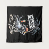 Feral Girl Summer Beach Funny Raccoon Wandteppich (Vorderseite (Horizontal))