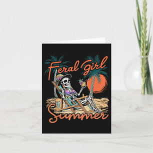 Feral Girl Summer Funny Meme Skeleton Hawaii Beach Karte